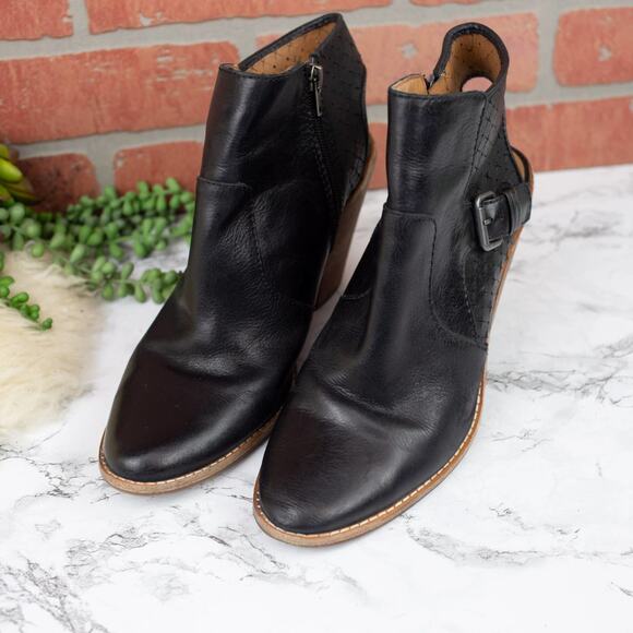 Dolce Vita Black Leather Buckle Slingback Exposed Ankle Boots 10 Women's - Picture 3 of 7